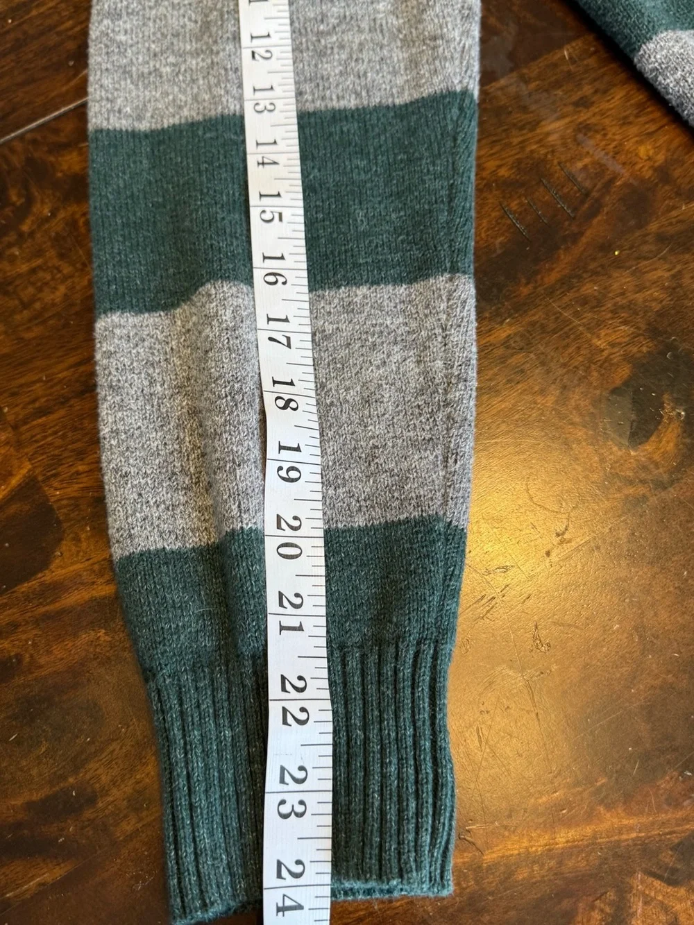 J. CREW Men’s Forest Green Gray Rugby Stripe Wool Blend Y2K Preppy Sweater Sz M